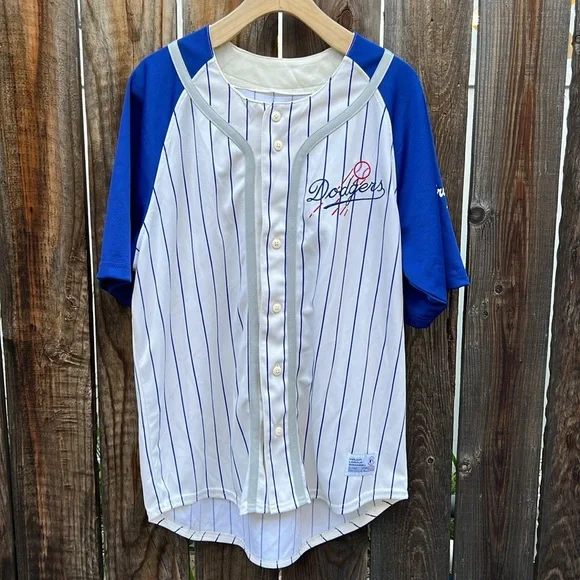 NWT Cooperstown Collection Dodgers Button Down Jersey Size L. - Picture 1 of 17